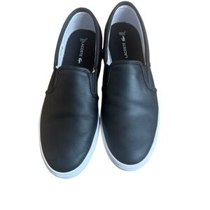 Lacoste Black and White Slip-On Shoes